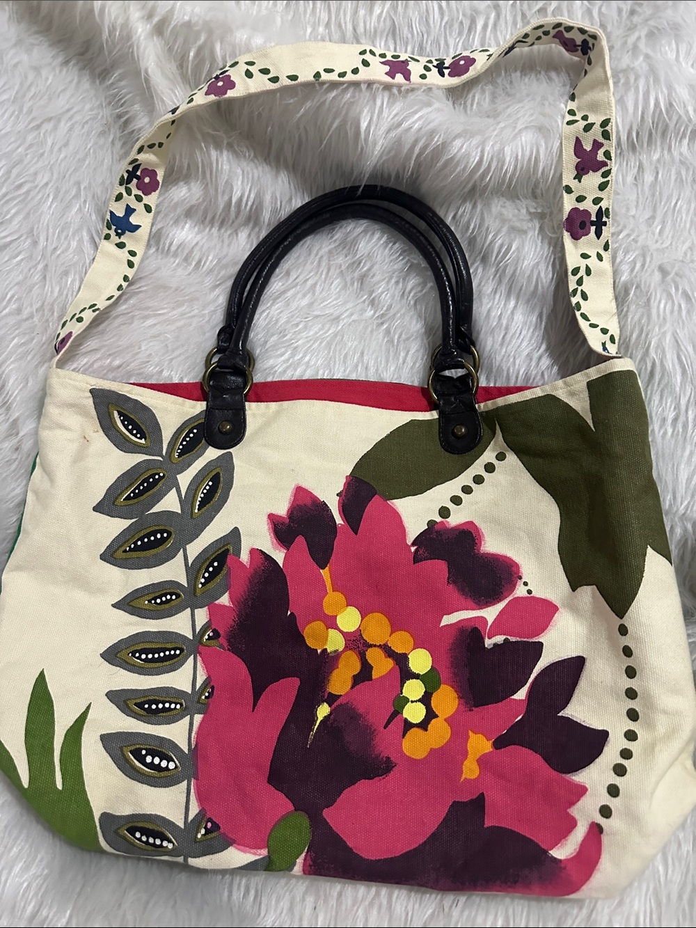 Anthropologie Nest Canvas hobo/tote  double sided floral print